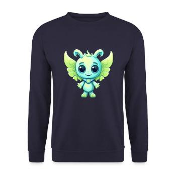 Alien in comic book style as angel with wings - Unisex Sweatshirt - navy - Front - Alina (178cm) & Michal (187cm)