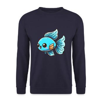 Fish, Blue, Aquarium, Ornamental Fish, Freshwater and Saltwater - Unisex Sweatshirt - navy - Front - Alina (178cm) & Michal (187cm)