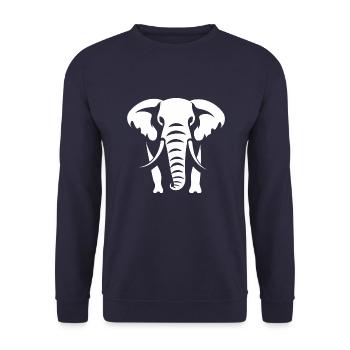 Elephant Silhouette White Logo - Unisex Sweatshirt - navy - Front - Alina (178cm) & Michal (187cm)