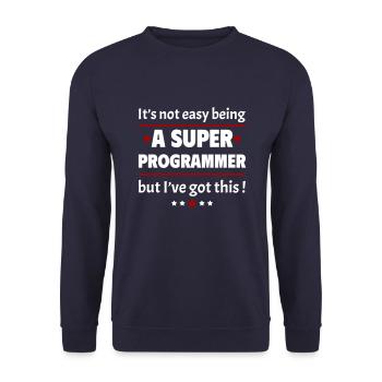 Es ist nicht einfach, ein Super-Programmierer - Unisex Pullover - Navy - Vorne - Alina (178cm) & Michal (187cm)