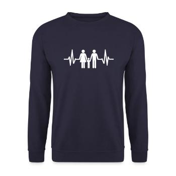 Battement Cœur Famille Papa Maman - Sweat-shirt Unisexe - marine - Devant - Alina (178cm) & Michal (187cm)