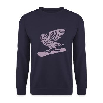 Eule Snowboard Snowboarder Minimalistisches Design - Unisex Pullover - Navy - Vorne - Alina (178cm) & Michal (187cm)