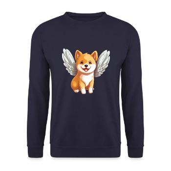 Cute Shiba Inu Angel in Comic Style - Perfect for - Unisex Sweatshirt - navy - Front - Alina (178cm) & Michal (187cm)
