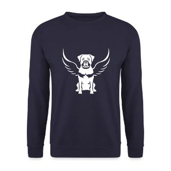 Rottweiler Angel Wing Silhouette - Unisex Sweatshirt - navy - Front - Alina (178cm) & Michal (187cm)