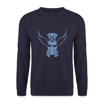 Rottweiler Angel Wing Silhouette - Unisex Sweatshirt - navy - Front - Alina (178cm) & Michal (187cm)