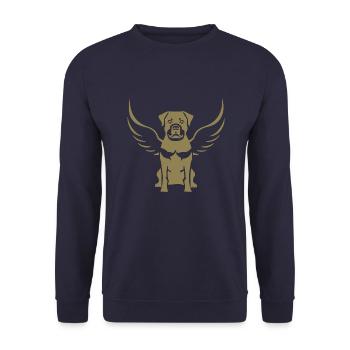 Rottweiler Angel Wing Silhouette - Unisex Sweatshirt - navy - Front - Alina (178cm) & Michal (187cm)