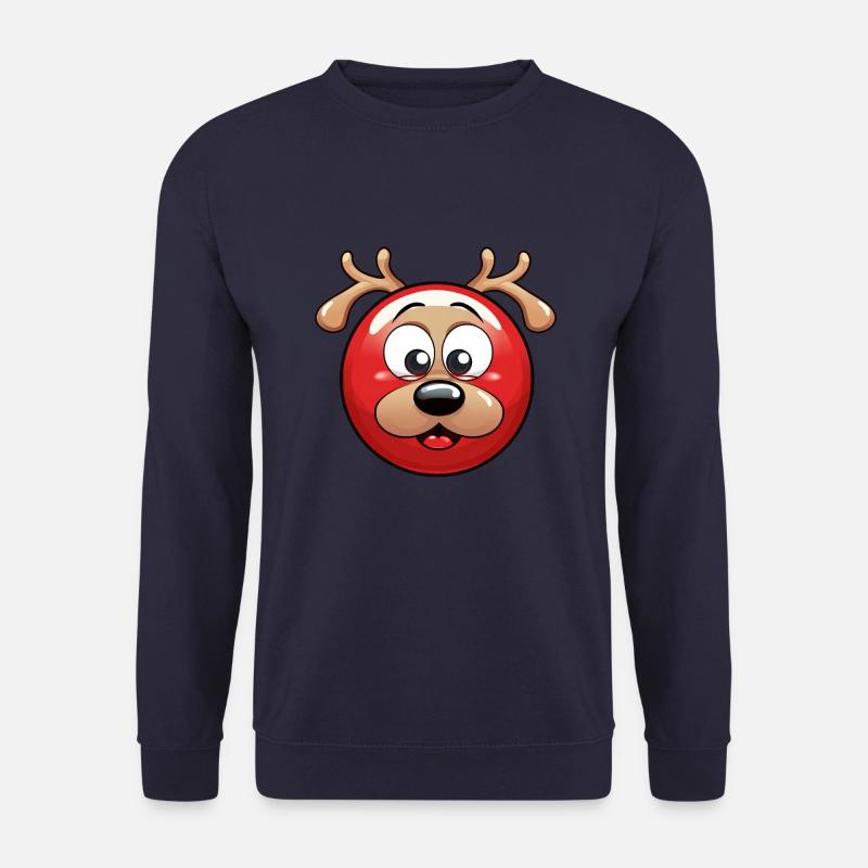 Rundes Rentier-Weihnachtskugel Comic Design - Unisex Pullover - Navy