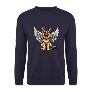 German Shepherd Angel - Guardian with Wings - Unisex Sweatshirt - navy - Front - Alina (178cm) & Michal (187cm)