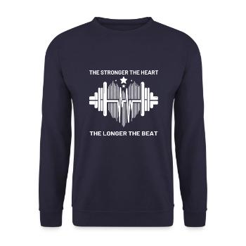 Fitness Skyline Hanteln und Sterne - Unisex Pullover - Navy - Vorne - Alina (178cm) & Michal (187cm)