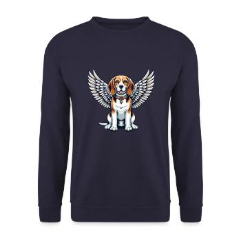 Beagle Angel - Cute Dog with Wings - Unisex Sweatshirt - navy - Front - Alina (178cm) & Michal (187cm)