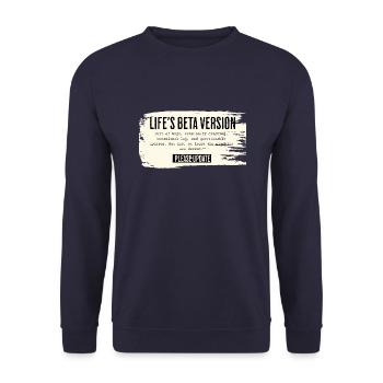 Life's Beta Version – Please Update - Unisex Sweatshirt - navy - Front - Alina (178cm) & Michal (187cm)