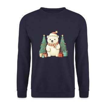 Mignon ours polaire de Noël - Sweat-shirt Unisexe - marine - Devant - Alina (178cm) & Michal (187cm)