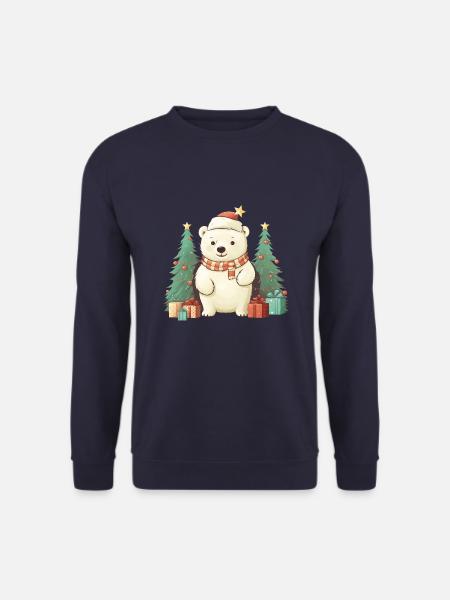 Cute Christmas Polar Bear - Unisex Sweatshirt - navy