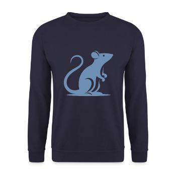 Minimalistische Ratte Maus Silhouette - Unisex Pullover - Navy - Vorne - Alina (178cm) & Michal (187cm)