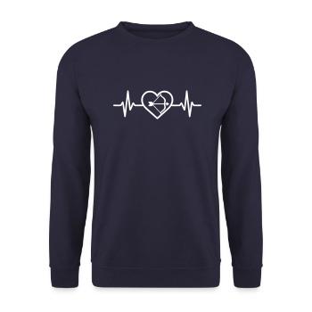 Herz-Bogenschießen - Unisex Pullover - Navy - Vorne - Alina (178cm) & Michal (187cm)