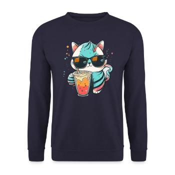 The coolest cat on the beach - Unisex Sweatshirt - navy - Front - Alina (178cm) & Michal (187cm)