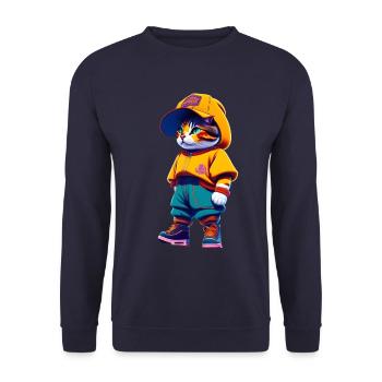 Cat lovers funny t-shirt - Unisex Sweatshirt - navy - Front - Alina (178cm) & Michal (187cm)