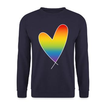 Regenbogen Herz Regenbogenfarben CSD Pride Month - Unisex Pullover - Navy - Vorne - Alina (178cm) & Michal (187cm)