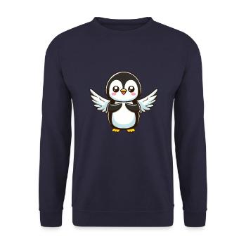 Penguin Angel Wings - Unisex Sweatshirt - navy - Front - Alina (178cm) & Michal (187cm)