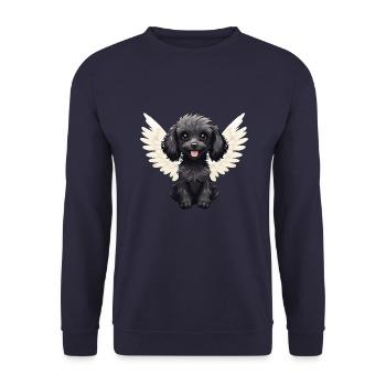Caniche mignon en costume d’ange avec des ailes - Sweat-shirt Unisexe - marine - Devant - Alina (178cm) & Michal (187cm)
