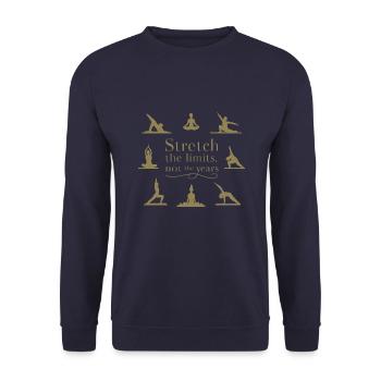 Stretch Boundaries, Not Years: Yoga Inspiration - Unisex Sweatshirt - navy - Front - Alina (178cm) & Michal (187cm)