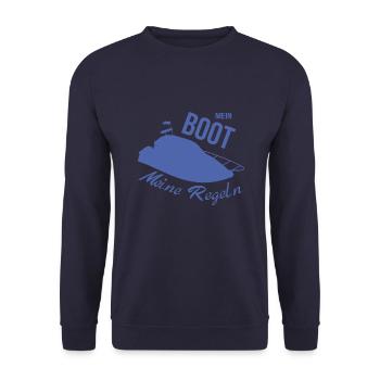 Mein Boot meine Regeln Motorboot - Unisex Pullover - Navy - Vorne - Alina (178cm) & Michal (187cm)
