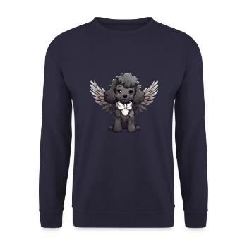 Black Poodle Angel - Cute dog with - Unisex Sweatshirt - navy - Front - Alina (178cm) & Michal (187cm)