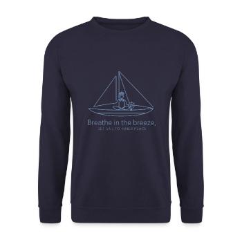 Sailing Sailboat Silhouette Minimalist - Unisex Sweatshirt - navy - Front - Alina (178cm) & Michal (187cm)