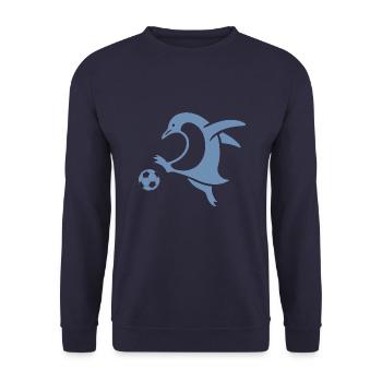 Penguin Footballer Silhouette Minimalist - Unisex Sweatshirt - navy - Front - Alina (178cm) & Michal (187cm)