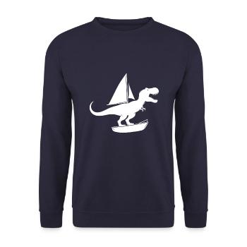 Minimalist dinghy with T-Rex summer - Unisex Sweatshirt - navy - Front - Alina (178cm) & Michal (187cm)