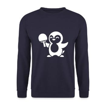 Silhouette de ping-pong pingouin minimaliste - Sweat-shirt Unisexe - marine - Devant - Alina (178cm) & Michal (187cm)