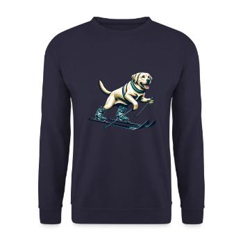 Dog Labrador Retriever Skiing Skier - Unisex Sweatshirt - navy - Front - Alina (178cm) & Michal (187cm)