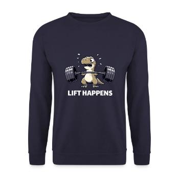 Dino T-Rex Gewicht Gewichtheber Gewichtheben - Unisex Pullover - Navy - Vorne - Alina (178cm) & Michal (187cm)