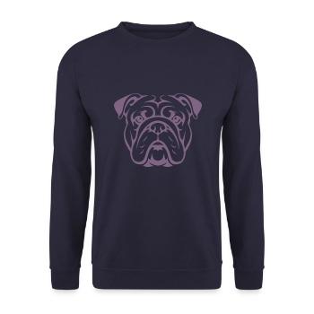 Dog Bulldog Portrait Head Silhouette - Unisex Sweatshirt - navy - Front - Alina (178cm) & Michal (187cm)