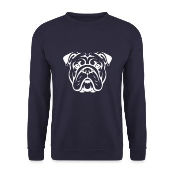 Dog Bulldog Portrait Head Silhouette - Unisex Sweatshirt - navy - Front - Alina (178cm) & Michal (187cm)