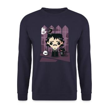 A damned Poe-t's house - Unisex Sweatshirt - navy - Front - Alina (178cm) & Michal (187cm)