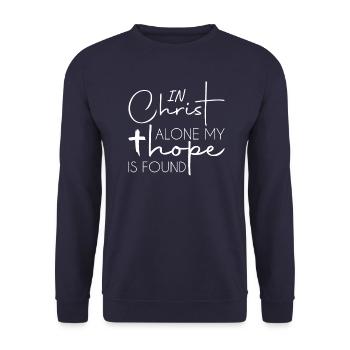 In Christ alone my hope is found - Unisex Pullover - Navy - Vorne - Alina (178cm) & Michal (187cm)