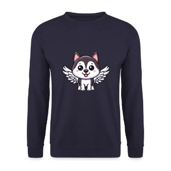Angel Husky, Wing Comic, Sky Dog - Unisex Sweatshirt - navy - Front - Alina (178cm) & Michal (187cm)