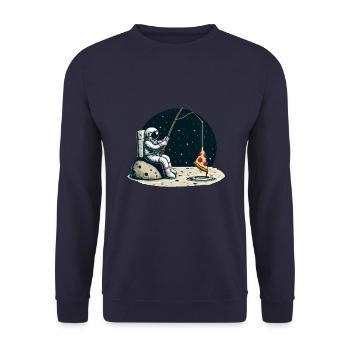 Astronaut Pizza Fishing Moon Space - Unisex Sweatshirt - navy - Front - Alina (178cm) & Michal (187cm)