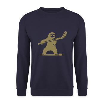 Faultier Eishockey Silhouette - Unisex Pullover - Navy - Vorne - Alina (178cm) & Michal (187cm)