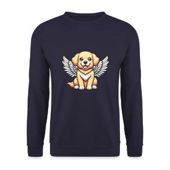 Angelic Golden Retriever with Wings – - Unisex Sweatshirt - navy - Front - Alina (178cm) & Michal (187cm)