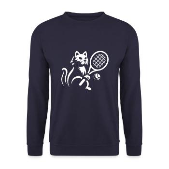 Silhouette minimaliste chat joueur de tennis - Sweat-shirt Unisexe - marine - Devant - Alina (178cm) & Michal (187cm)
