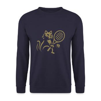 Silhouette minimaliste chat joueur de tennis - Sweat-shirt Unisexe - marine - Devant - Alina (178cm) & Michal (187cm)