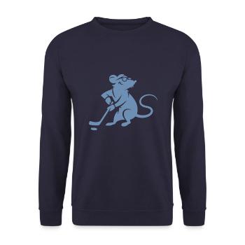 Maus Ratte Eishockey Silhouette Minimalistisch - Unisex Pullover - Navy - Vorne - Alina (178cm) & Michal (187cm)