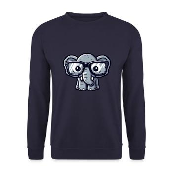 Nerd elephant with glasses - Unisex Sweatshirt - navy - Front - Alina (178cm) & Michal (187cm)