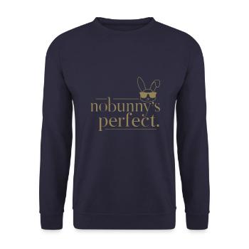 Hase "Nobunny is Perfect" Witzig - Unisex Pullover - Navy - Vorne - Alina (178cm) & Michal (187cm)