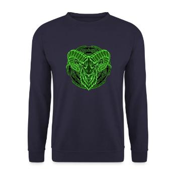 Wikinger Widder Aries - Unisex Pullover - Navy - Vorne - Alina (178cm) & Michal (187cm)