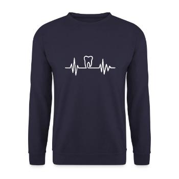Dentist tooth heartbeat heart rate gift - Unisex Sweatshirt - navy - Front - Alina (178cm) & Michal (187cm)