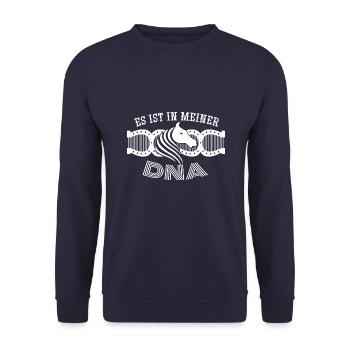 Reiten ist in meiner DNA - Unisex Pullover - Navy - Vorne - Alina (178cm) & Michal (187cm)