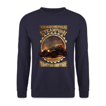 Steampunk Oldtimer, gothic und elegant - Unisex Pullover - Navy - Vorne - Alina (178cm) & Michal (187cm)